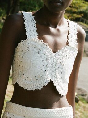 Sea New York Camila Crop Top Size S Cream